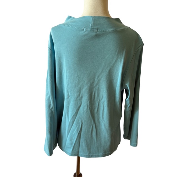IRIDIUM TOP MOCK NECK SOFT PIMA COTTON 3/4 SLEEVES CASUAL MINIMALIST COASTAL M - Picture 4 of 10